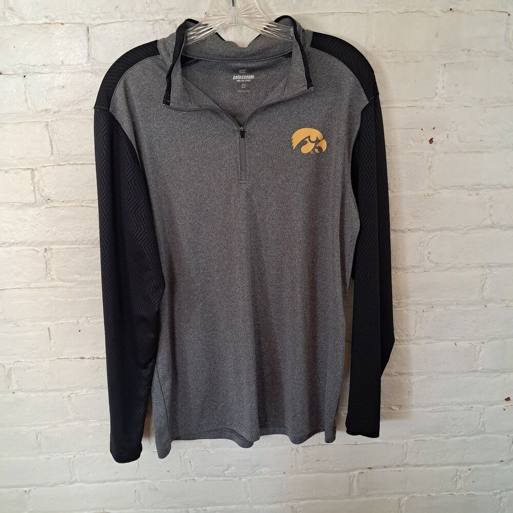 Iowa Hawkeyes Grey Black Mens Size M Lightweight Pullover Quarter Zip